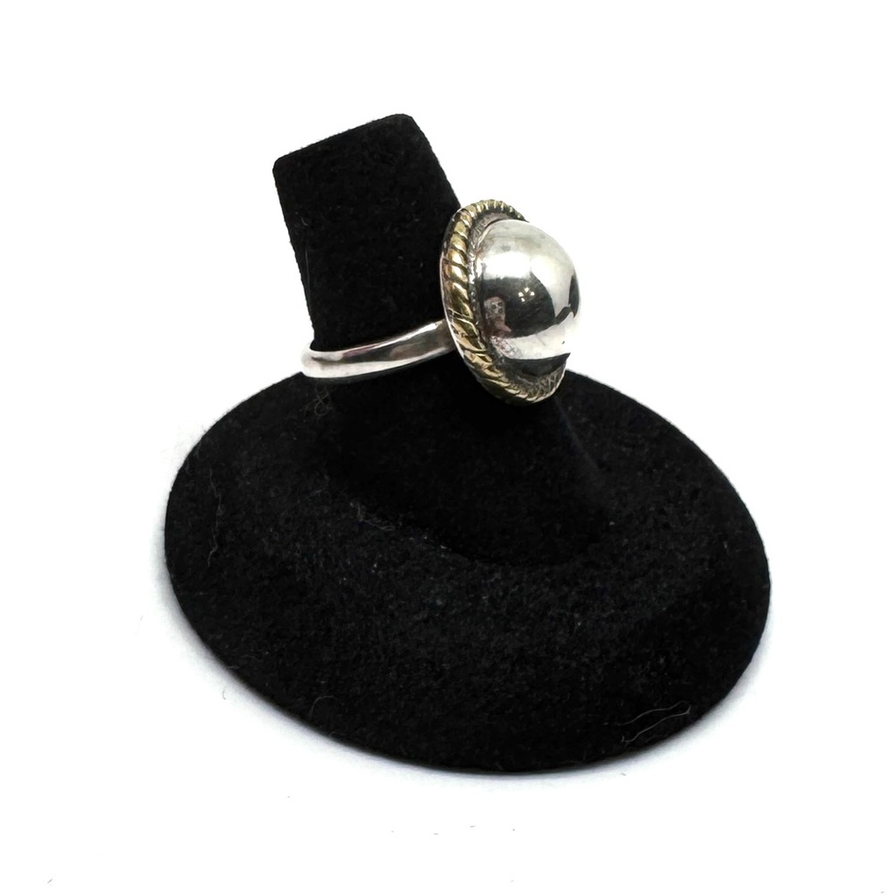 Vintage Taxco LATON Sterling Silver Two-Tone Dome Ring with Rope Edge Size 6 1/2 - Picture 3 of 16